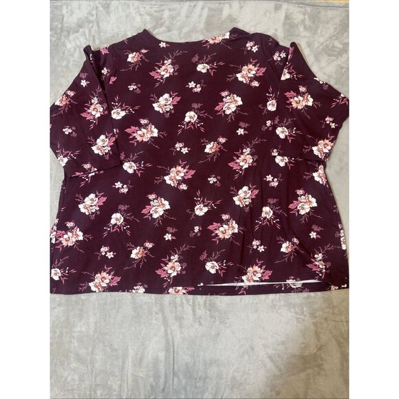 Women’s Croft & Barrow Top 3/4 Sleeves Floral Maroon Plus 5x - Picture 10 of 12